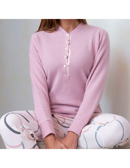 pijama de mujer de muslher en algodon de invierno 236603 rosa