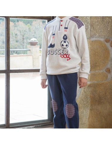 pijama de niño para invierno en algodón térmico modelo futbol de muslher