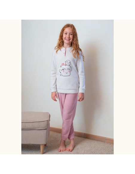 pijama de niña para invierno en algodon de invierno muslher 234601 taza
