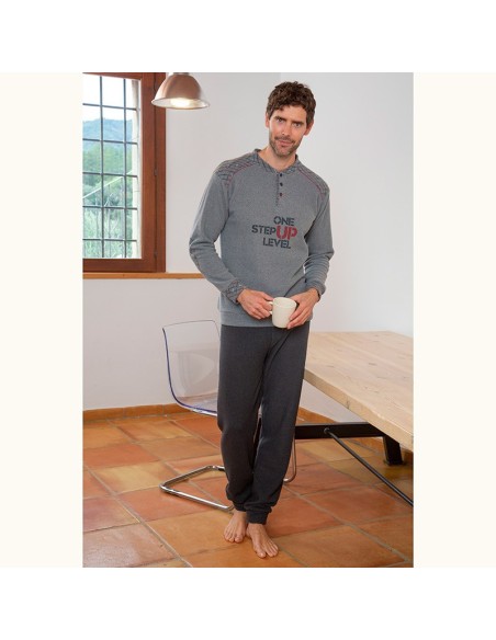 pijama de hombre en punto milano modelo up gris muslher