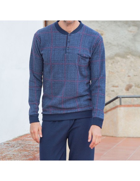 pijama de hombre en punto milano muslher modelo cuadros