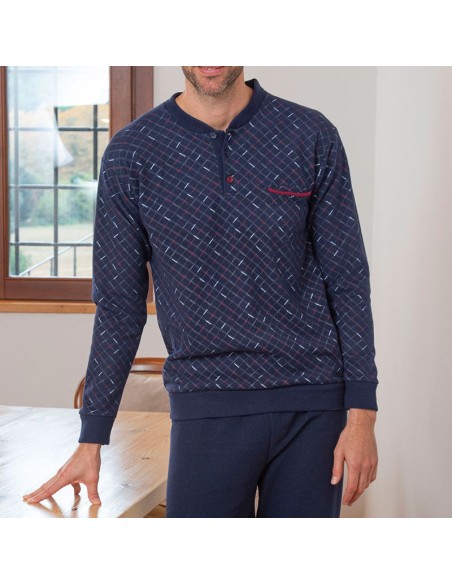 pijama de hombre para invierno muslher modelo rombos en marino