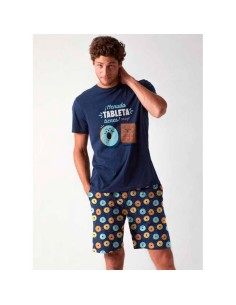 pijama de hombre para verano en manga corta de algodón admas 56705 tableta de chocolate