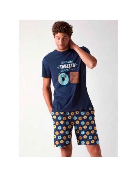 pijama de hombre para verano en manga corta de algodón admas tableta de chocolate