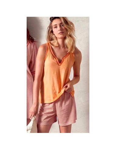 pijama de verano para mujer en tirantas admas 55180 naranja