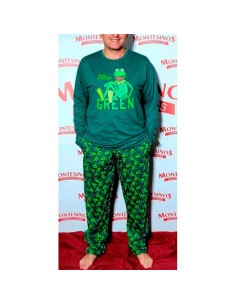 pijama de hombre para invierno en algodón fino admas 55423 rana gustavo verde