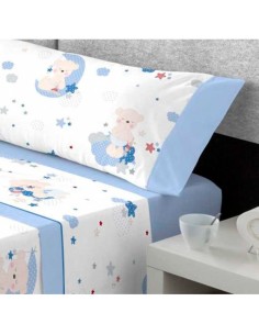 juego de sabanas de tela infantil modelo osos dormilones azul catotex