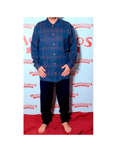 Pijama de invierno abierto Azul para hombre. Dormen