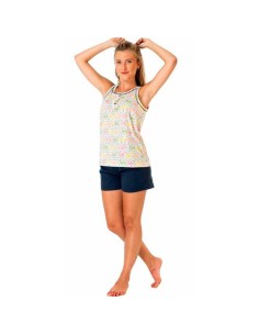 pijama de verano para mujer en algodon de tirantas leniss 4041