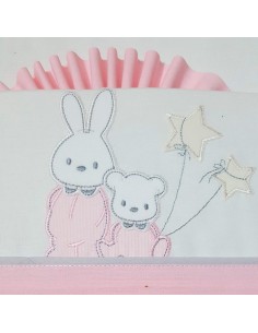 juego de sabanas para cuna en algodon duffi conejo rosa
