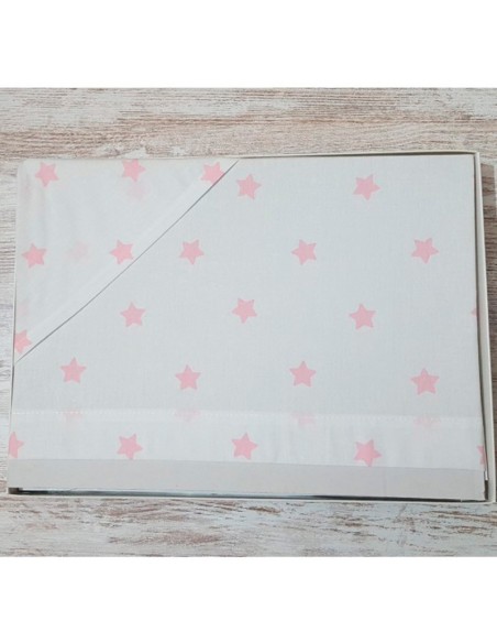 juego de sabanas para maxicuna de bebe en algodon duffi estrellas rosas