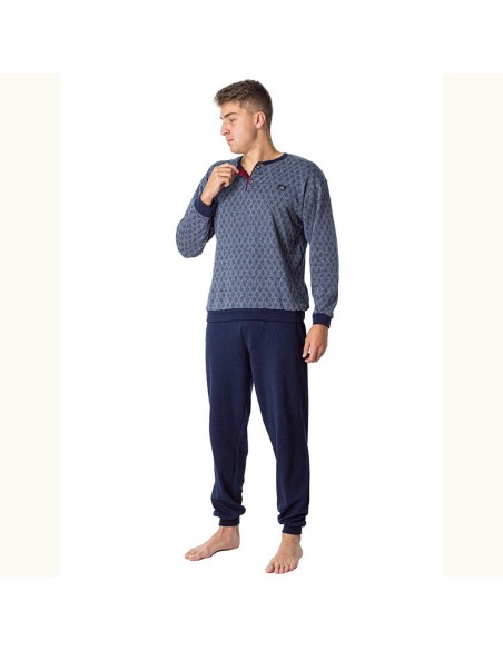 pijama de invierno para hombre en algodón cálido dormen 50034