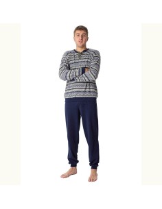 pijama de hombre para invierno en algodon polar dormen 50025