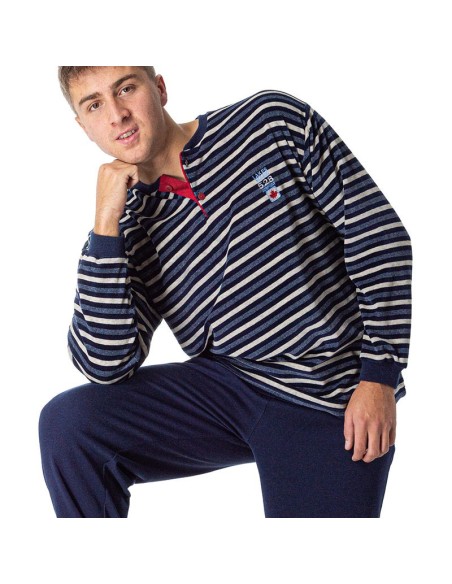 pijama de invierno para hombre en terciopelo 50022t