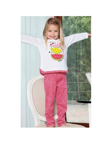 pijama infantil para niña fino de algodón en manga larga muslher 222012