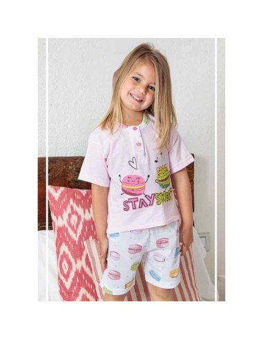 pijama infantil para niña en manga corta muslher modelo golosinas