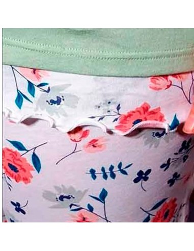 Pantalón del pijama para mujer muslher modelo verde floral en algodón fino