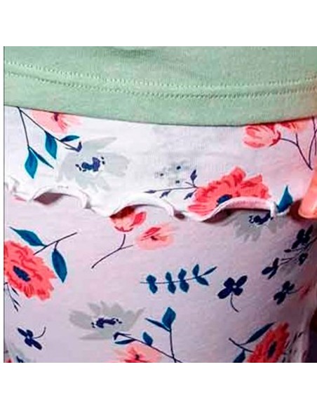 Pantalón del pijama para mujer muslher modelo verde floral en algodón fino