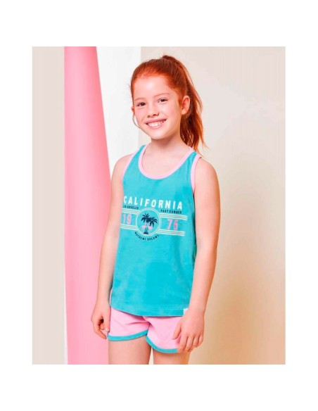 pijama de niña para verano en tirantas de algodón muydemi modelo california beach