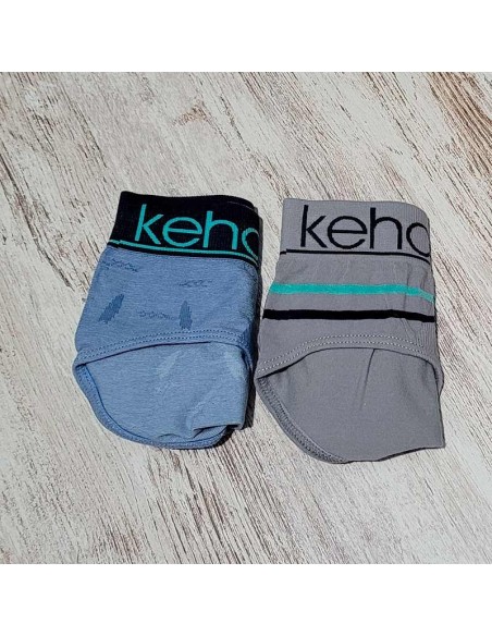 pack de 2 slips para niño en algodón elástico azul-gris kehat