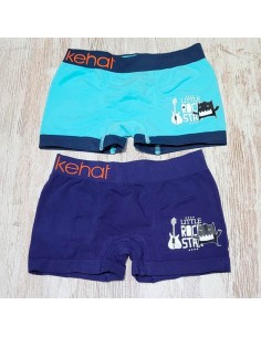 boxers de niño en algodon elastico aguamarina-marino kehat 852