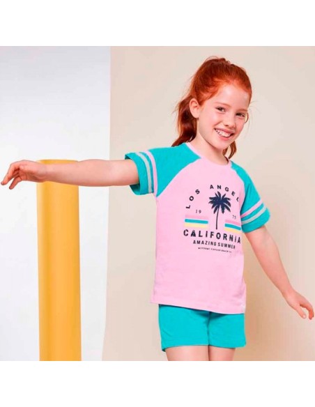 pijama de niña de manga corta en algodón muydemi modelo California