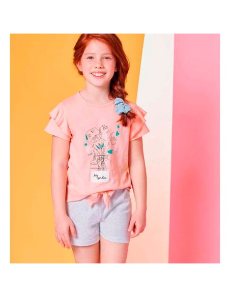 pijama de niña en manga corta de algodón muydemi modelo florero