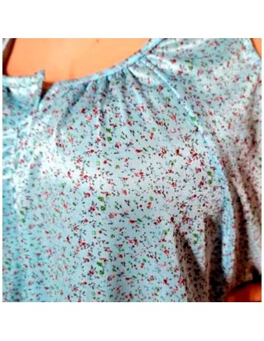 Camisón de tirantas para mujer findel en raso modelo buganvilla en azul