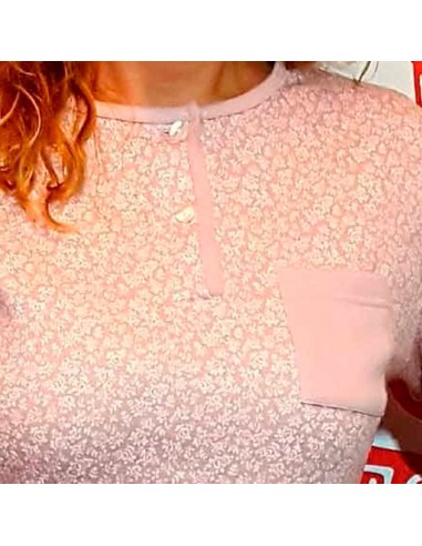 Pijama de mujer en manga larga de algodón térmico de findel modelo flores lilas