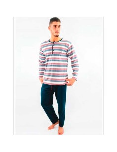 pijama de hombre en manga larga de algodon fino para entre tiempo sonia ms 4005