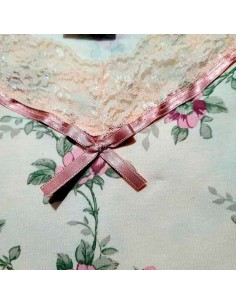 pijama de mujer para verano entirantas con encaje sonia ms1042 margarita rosa