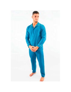 pijama de hombre en algodon fino de manga larga abierto y con cuello sonia ms4008