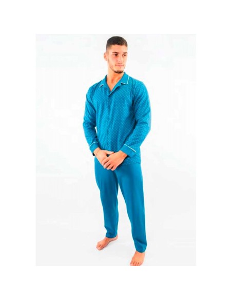 pijama de hombre en algodon fino de manga larga abierto y con cuello sonia ms4008