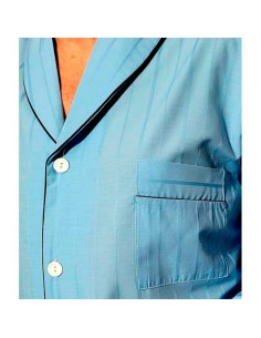 pijama paras hombre de tela abierto en manga larga plajol 208 azul