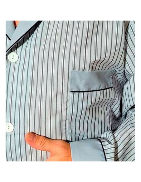 pijama de hombre en tela abierto con bolsillo plajol 103 gris