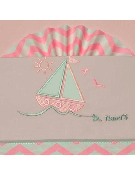 juego de sabanas para carrito de bebe en rosa  modelo velero nanas