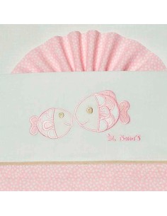 sabanas para carrito de bebe en blaco-rosa modelo peces nanas