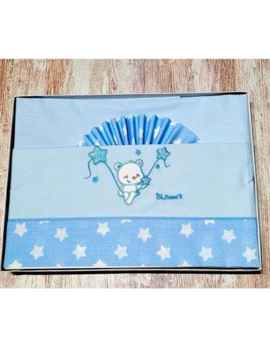 juego de sabanas para cuna en tela modelo oso azul nanas