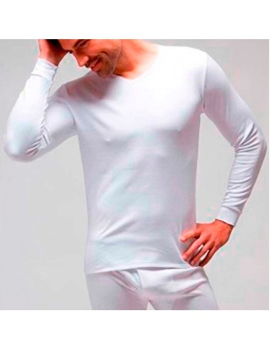 camiseta interior de hombre con cuello pico en manga larga de algodón térmico rapife 831