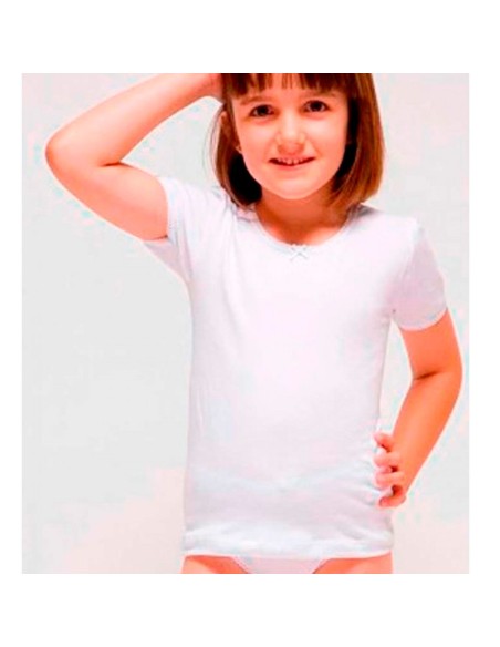 camiseta interior infantil para niña en manga corta de algodón elástico rapife 2308
