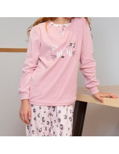 pijama de niña en algodon de invierno muslher 234604 leopardo