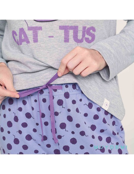 Pantalón de pijama para mujer muydemi modelo gatito travieso