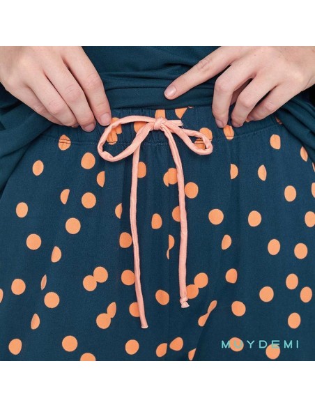 Pantalón del pijama para mujer muydemi modelo lunares salmón