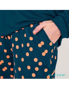 Pantalón con cordón del pijama muydemi 572100 de mujer en tejido modal