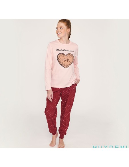 pijama de mujer para invierno en algodón cálido muydemi galleta maria