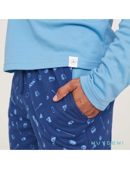 pantalon con bolsillo del pijama para hombre burguer de muydemi
