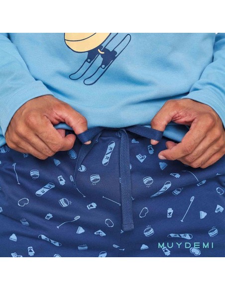 Pantalón con cordón del pijama para hombre de invierno burguer muydemi