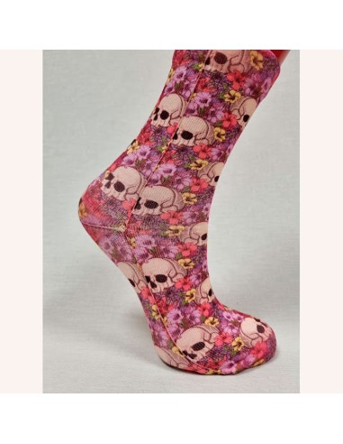 sacha calcetin para mujer calaveras y flores sin costuras