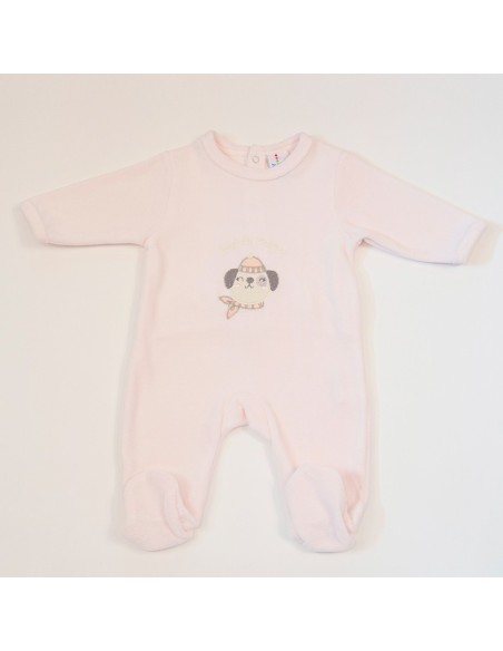pelele de invierno para bebe niña en terciopelo perro friolero muslher