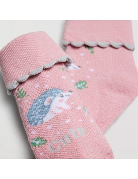 calcetin para bebe niña erizo rosa del pack de 2 rosa gris de ysabel mora